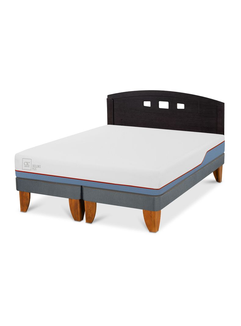 Cama Europea Excellence Plus 2 Plazas Base Dividida + Respaldo Gales Negro-0