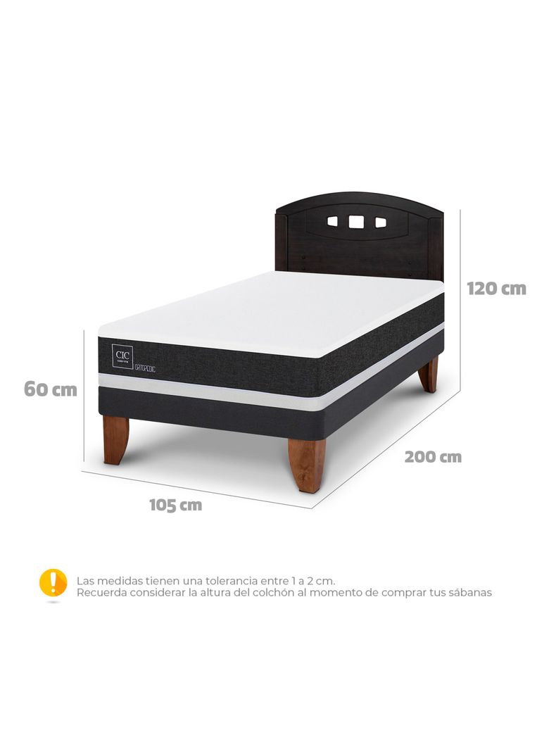 Cama Europea Ortopedic 1.5 Plazas + Respaldo Gales Negro-1