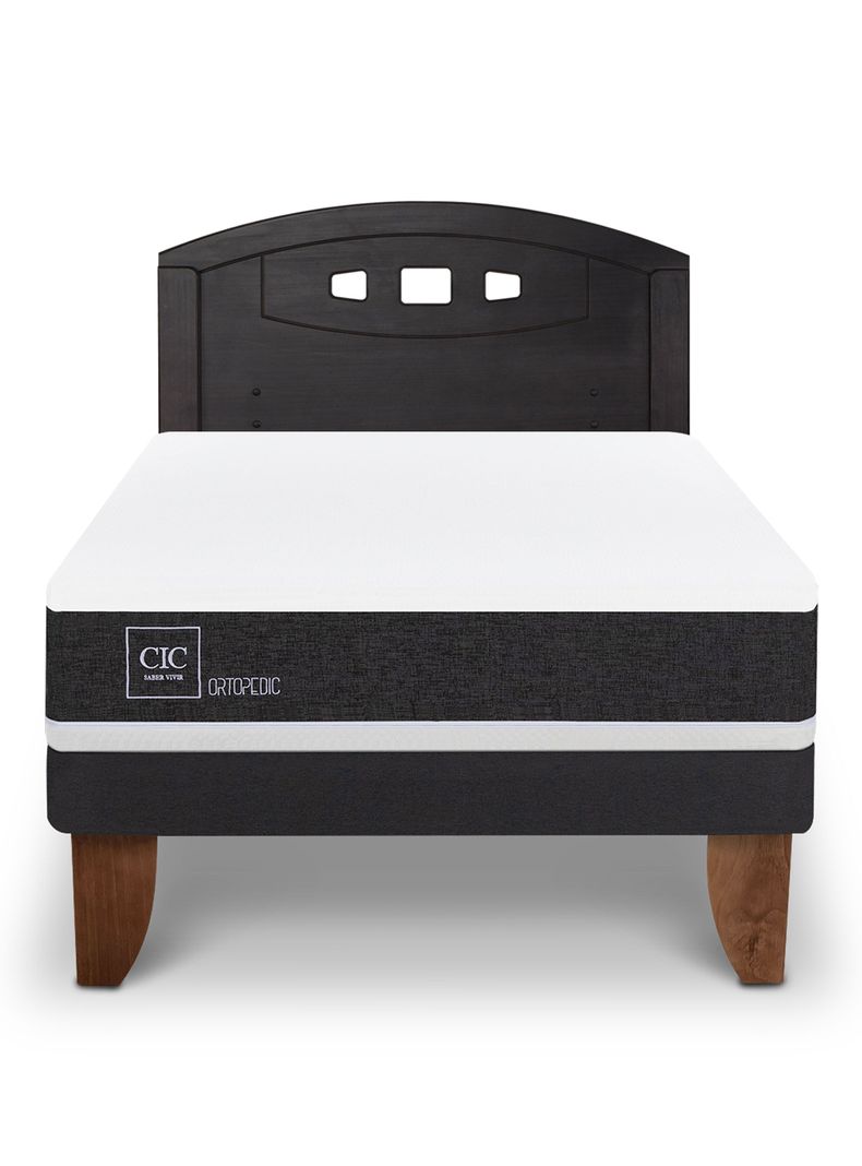 Cama Europea Ortopedic 1.5 Plazas + Respaldo Gales Negro-2