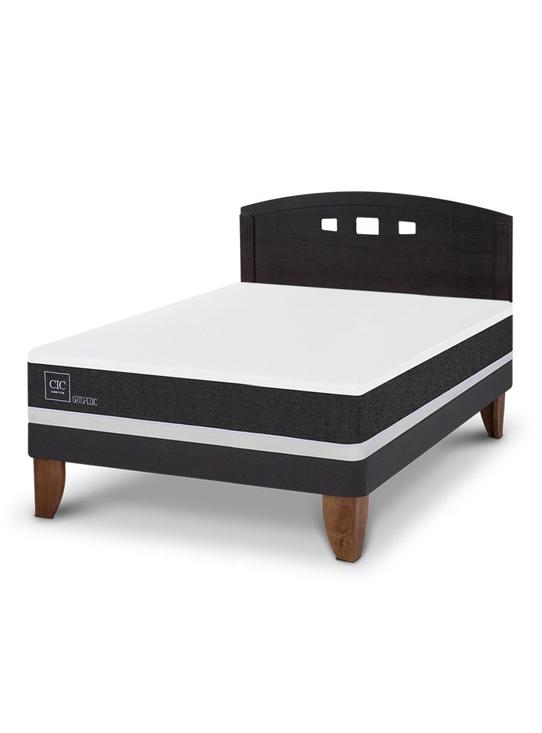 Cama Europea Ortopedic 2 Plazas + Respaldo Gales Negro-0