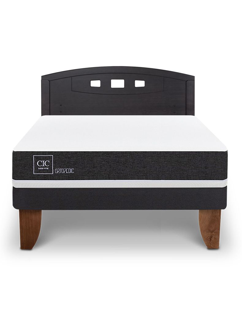 Cama Europea Ortopedic 2 Plazas + Respaldo Gales Negro-2