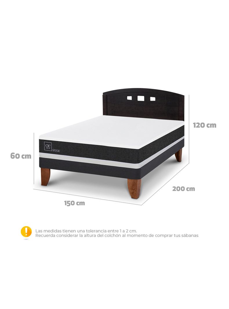 Cama Europea Ortopedic 2 Plazas + Respaldo Gales Negro-1