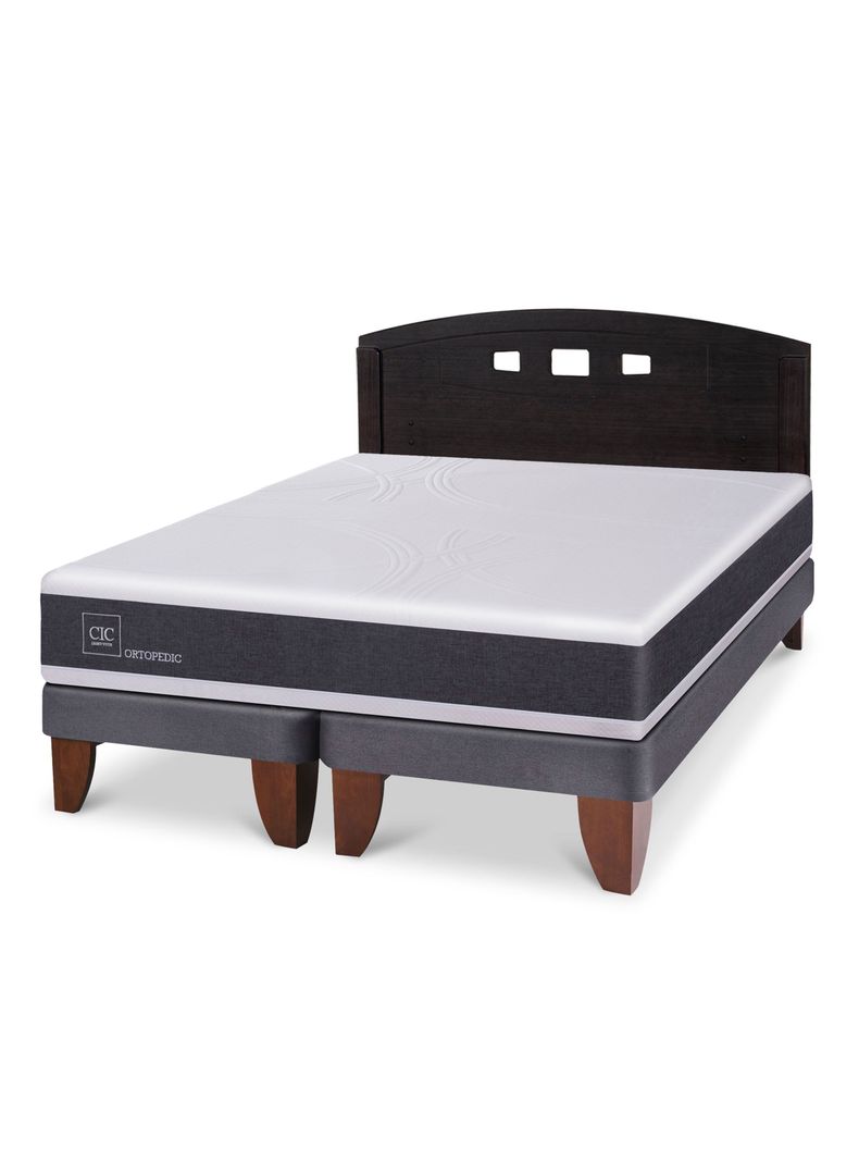 Cama Europea Ortopedic 2 Plazas Base Dividida + Respaldo Gales Negro-0