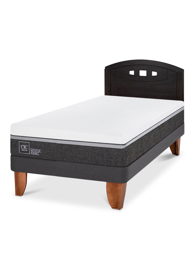 Cama Europea Ortopedic Advance 1.5 Plazas + Respaldo Gales Negro-0