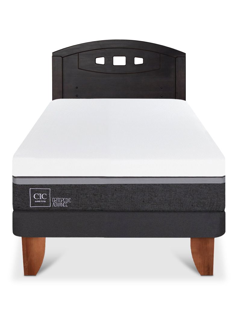 Cama Europea Ortopedic Advance 1.5 Plazas + Respaldo Gales Negro-2