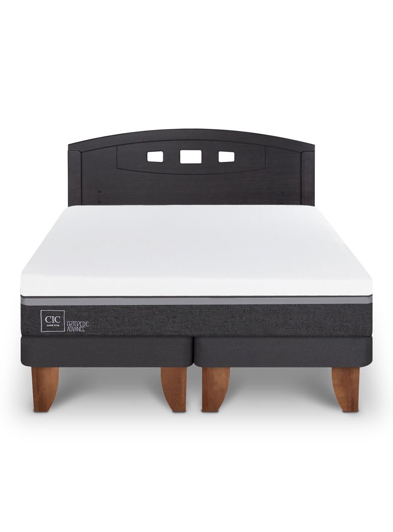 Cama Europea Ortopedic Advance 2 Plazas Base Dividida + Respaldo Gales Negro-2
