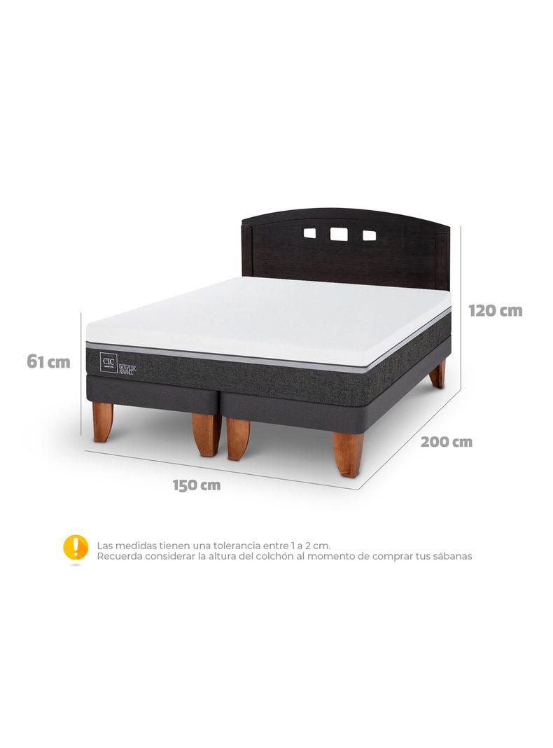 Cama Europea Ortopedic Advance 2 Plazas Base Dividida + Respaldo Gales Negro-1