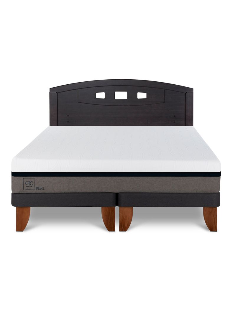 Cama Europea Balance 2 Plazas Base Dividida + Respaldo Gales Negro-2
