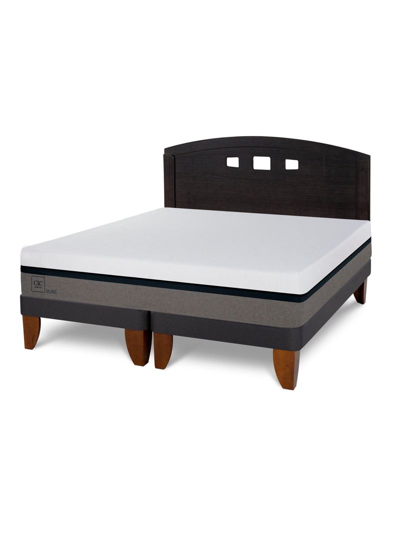 Cama Europea Balance 2 Plazas Base Dividida + Respaldo Gales Negro-0
