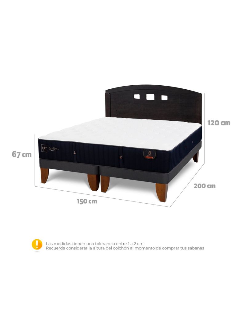 Cama Europea Premium 2 Plazas Base Dividida + Respaldo Gales Negro-1