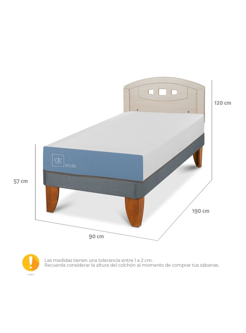 Cama Europea Excellence 1 Plaza + Respaldo Gales Alpino-1