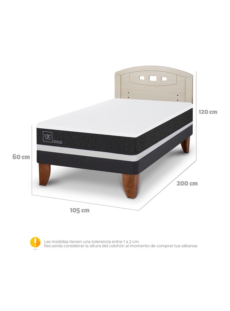 Cama Europea Ortopedic 1.5 Plazas + Respaldo Gales Alpino-1