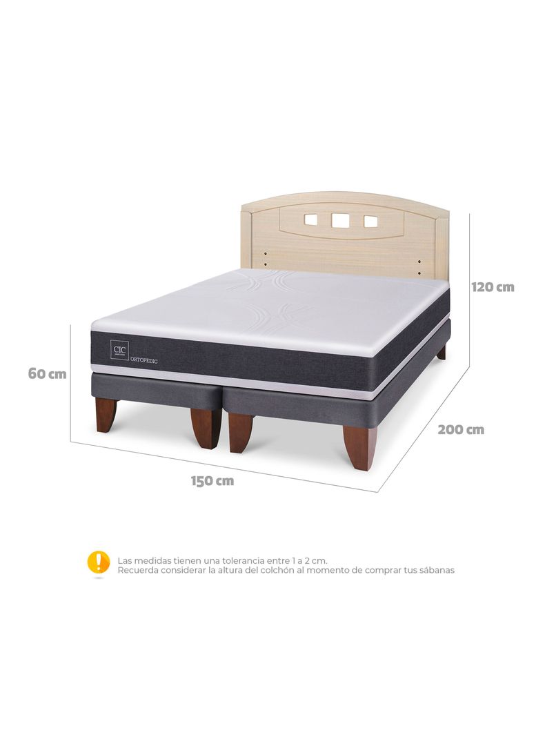 Cama Europea Ortopedic 2 Plazas Base Dividida + Respaldo Gales Alpino-1
