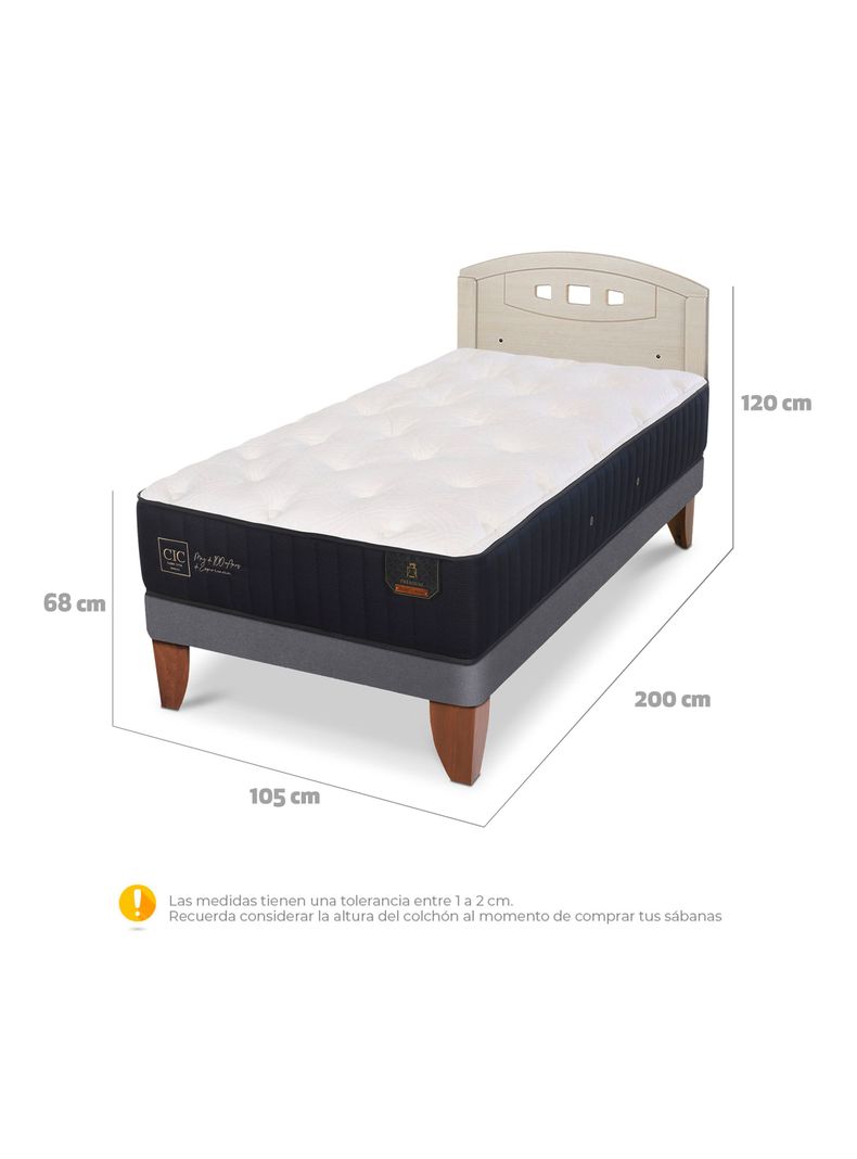 Cama Europea Premium 1.5 Plazas + Respaldo Gales Alpino-1