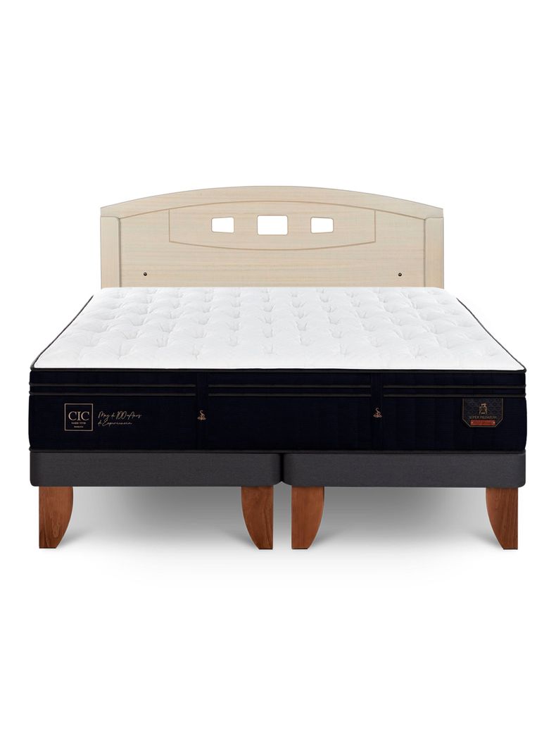 Cama Europea Súper Premium 2 Plazas Base Dividida + Respaldo Gales Alpino-2