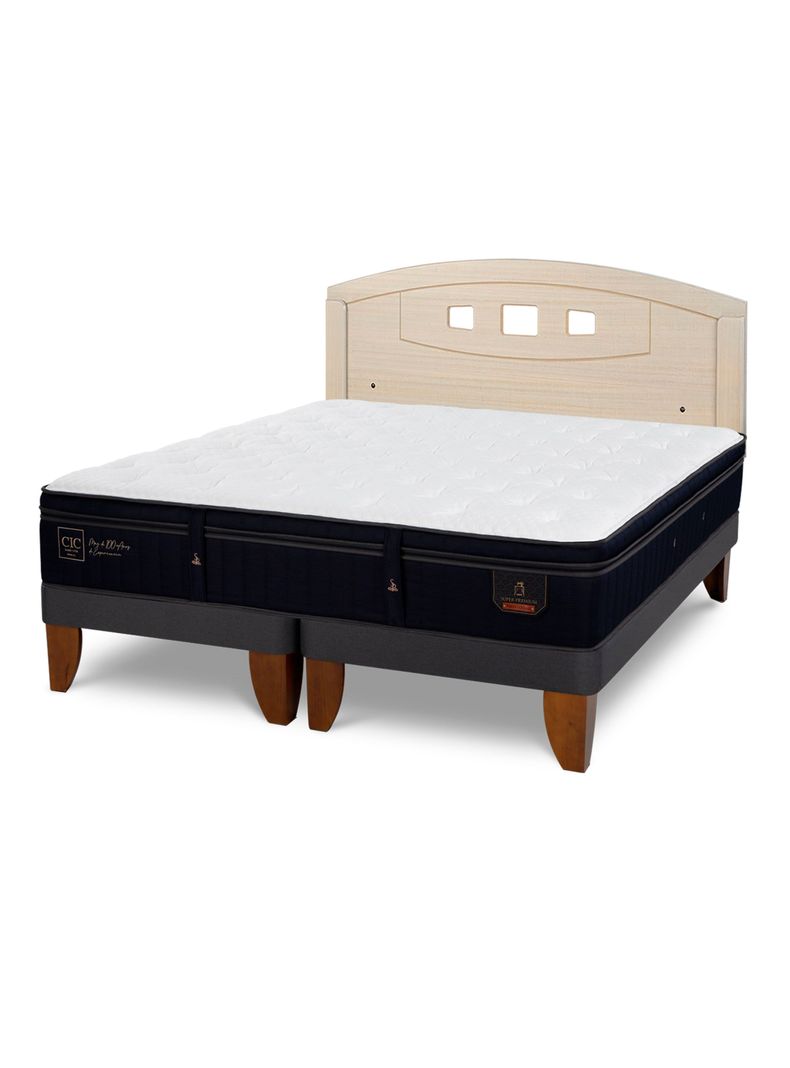 Cama Europea Súper Premium 2 Plazas Base Dividida + Respaldo Gales Alpino-0