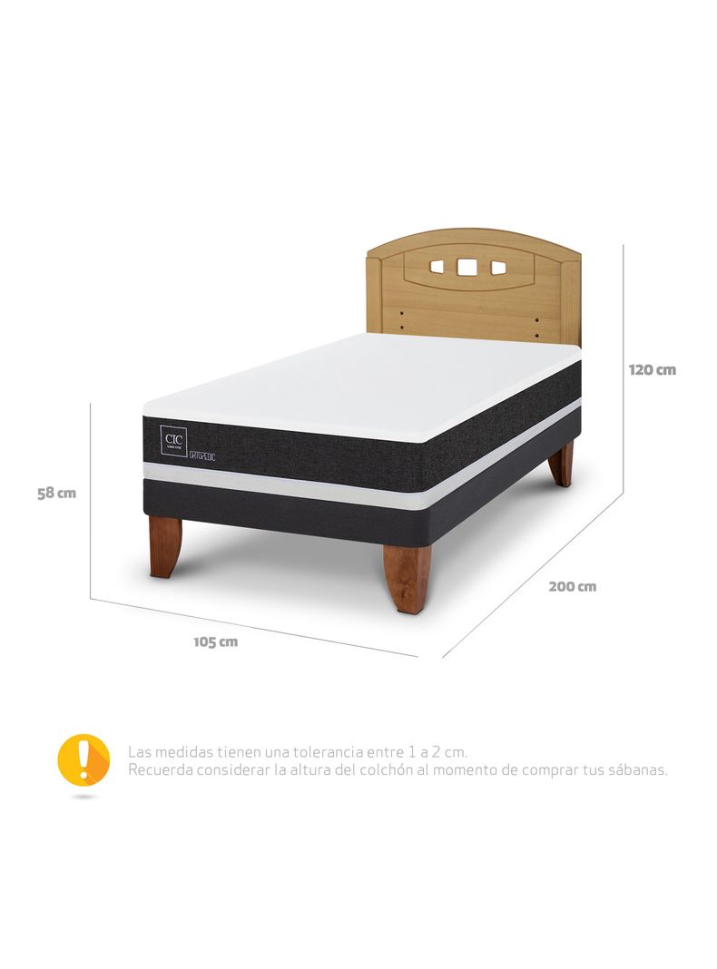 Cama Europea Ortopedic 1.5 Plazas + Respaldo Gales Mostaza-1