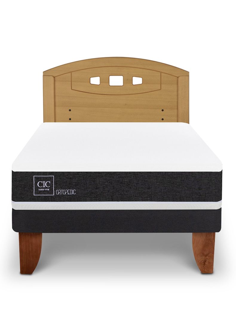 Cama Europea Ortopedic 1.5 Plazas + Respaldo Gales Mostaza-2