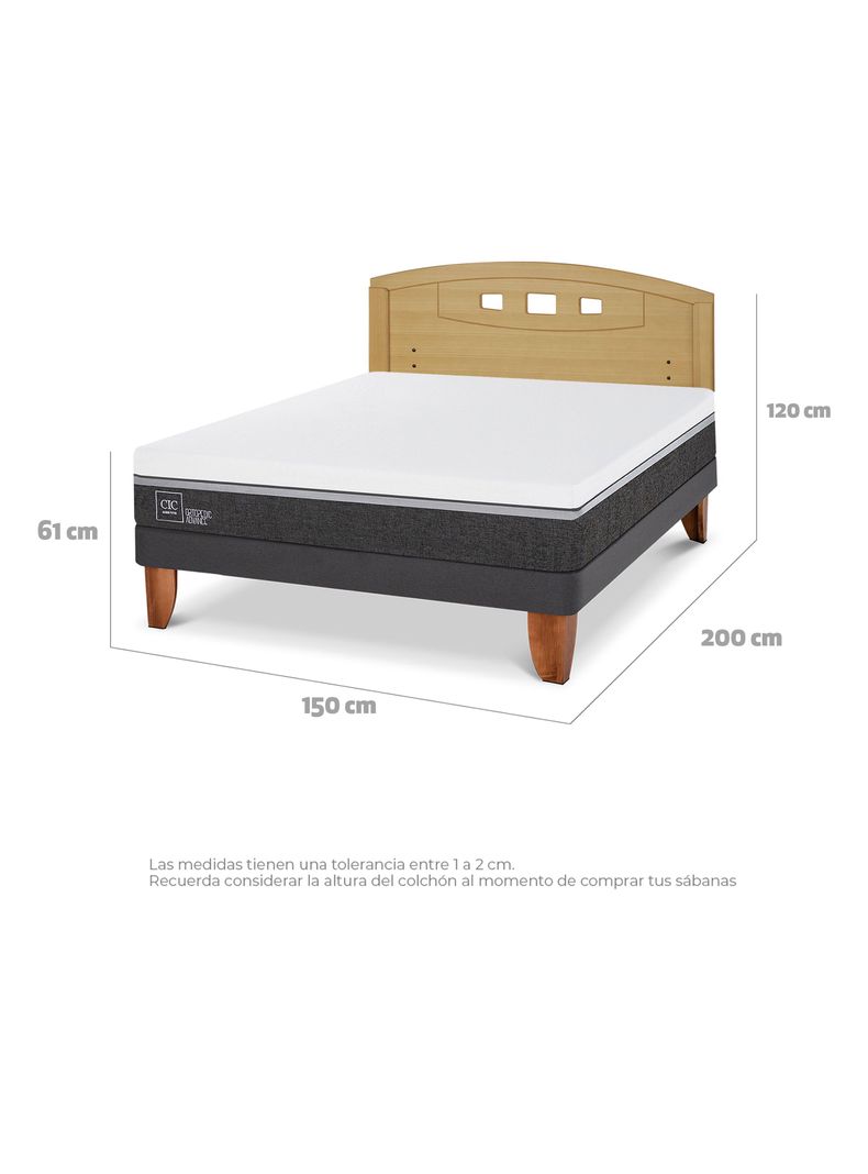 Cama Europea Ortopedic Advance 2 Plazas + Respaldo Gales Mostaza-1