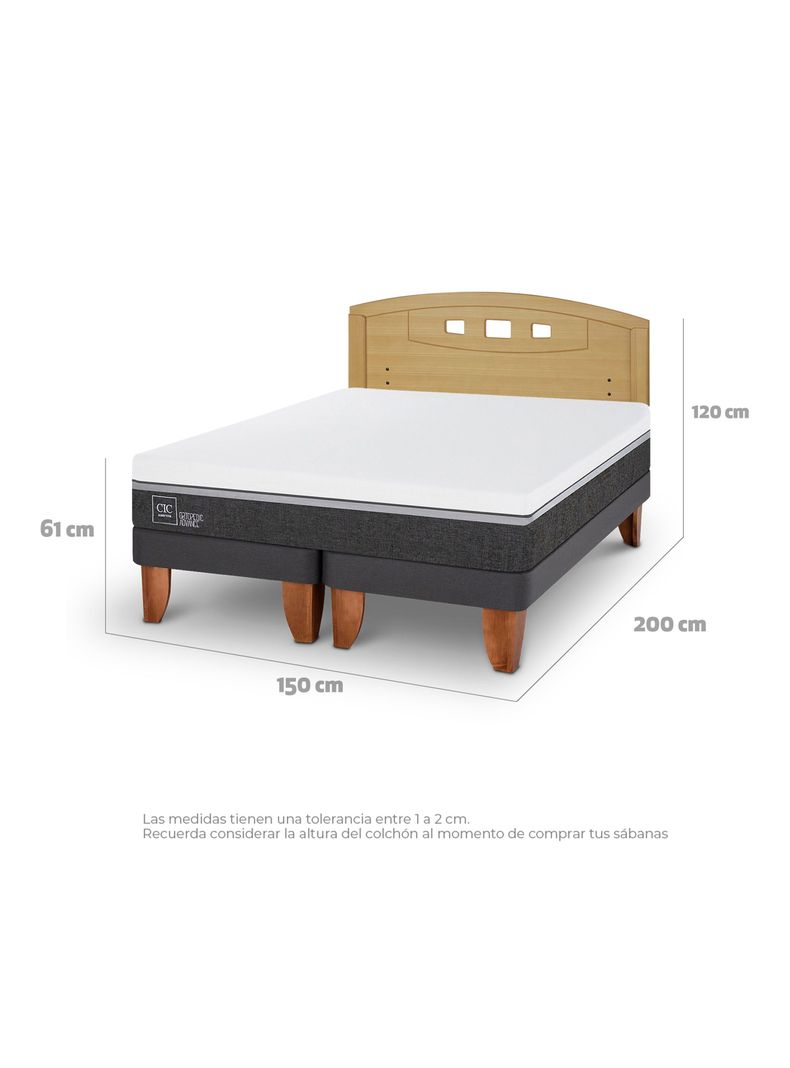 Cama Europea Ortopedic Advance 2 Plazas Base Dividida + Respaldo Gales Mostaza-1