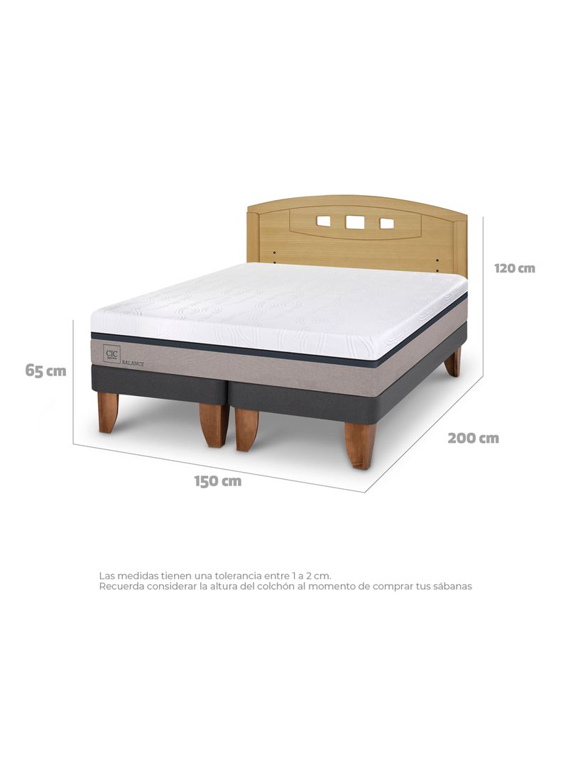Cama Europea Balance 2 Plazas Base Dividida + Respaldo Gales Mostaza-1