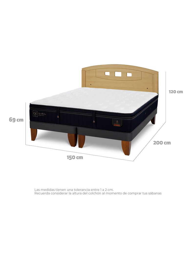 Cama Europea Súper Premium 2 Plazas Base Dividida + Respaldo Gales Mostaza-1