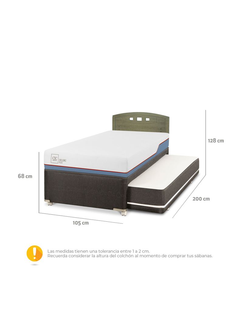 Diván Excellence Plus Black 1.5 Plazas Respaldo Gales Olivo-1