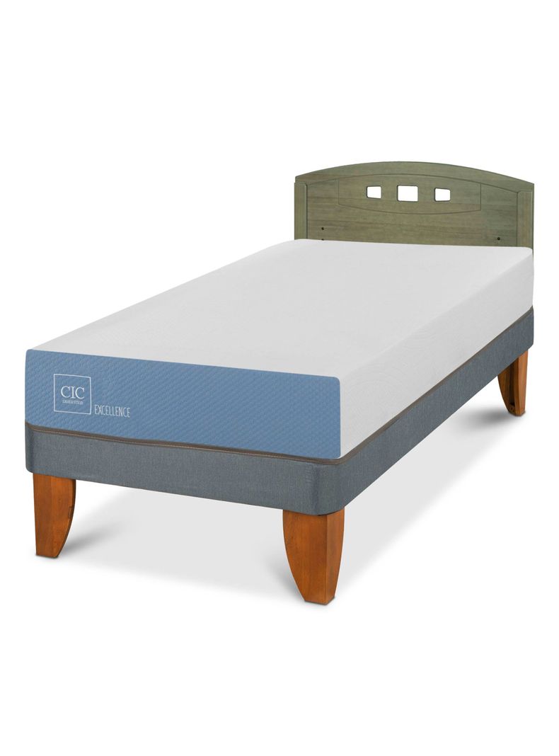 Cama Europea Excellence 1 Plaza + Respaldo Gales Olivo-0