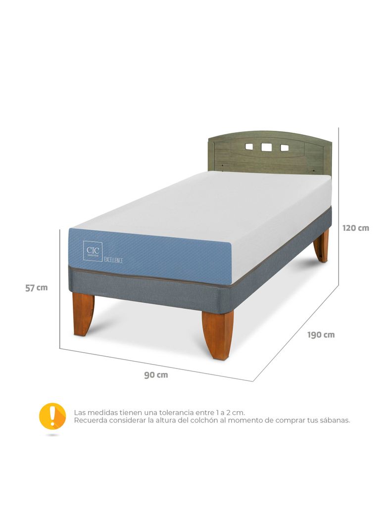 Cama Europea Excellence 1 Plaza + Respaldo Gales Olivo-1