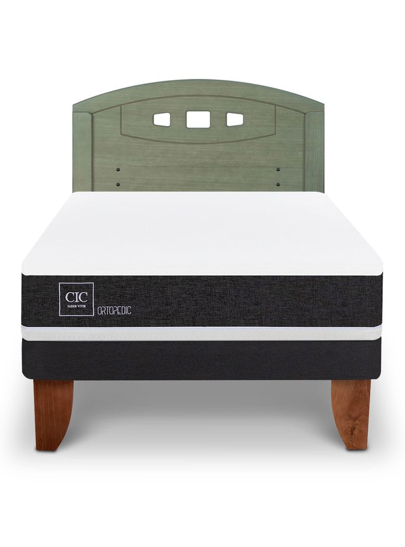 Cama Europea Ortopedic 1.5 Plazas + Respaldo Gales Olivo-2