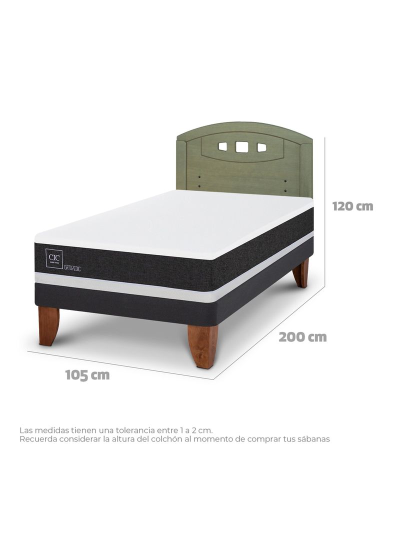 Cama Europea Ortopedic 1.5 Plazas + Respaldo Gales Olivo-1