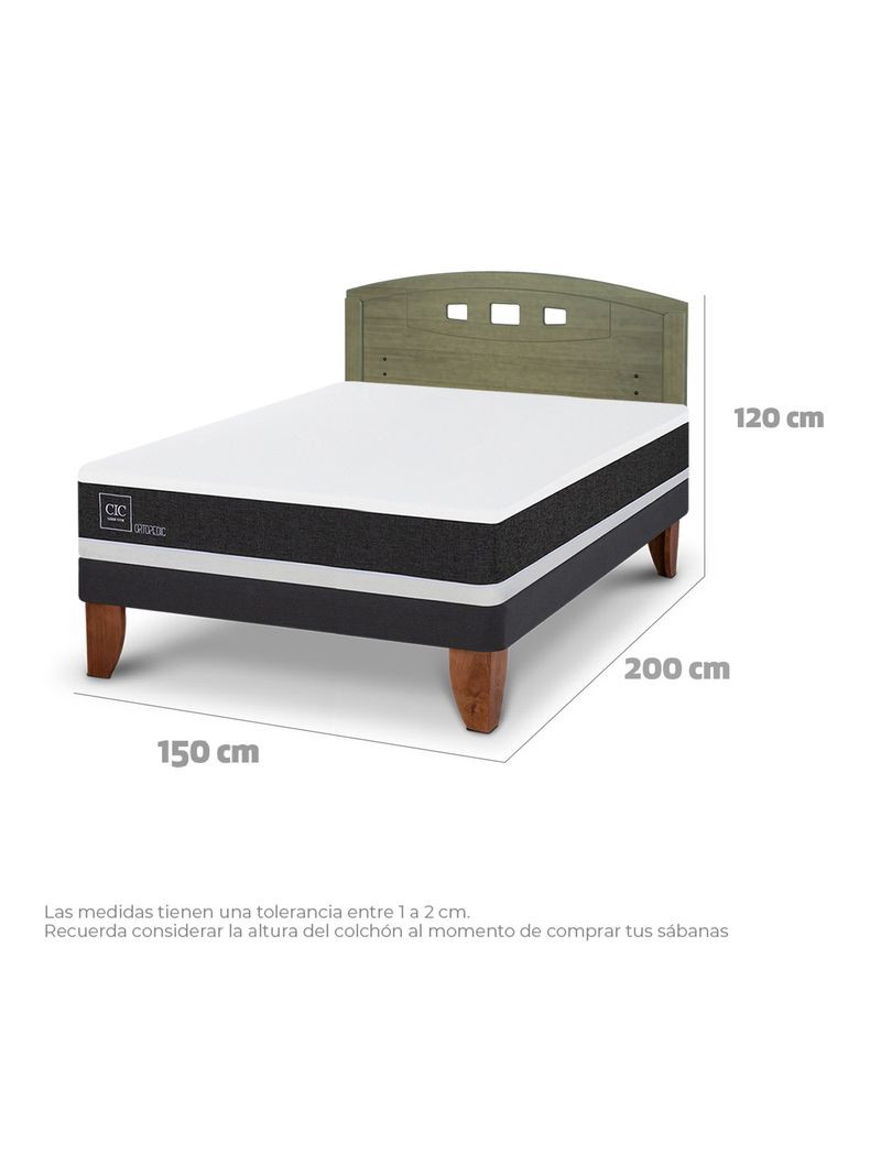 Cama Europea Ortopedic 2 Plazas + Respaldo Gales Olivo-1