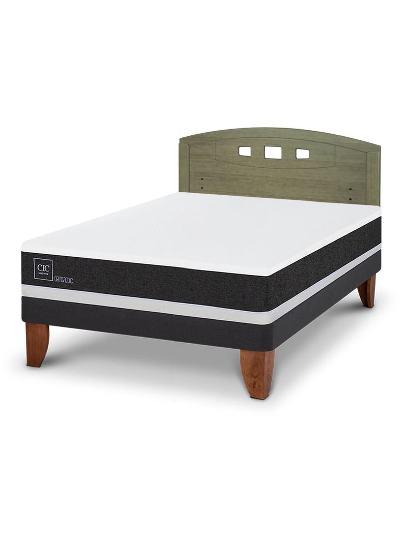 Cama Europea Ortopedic 2 Plazas + Respaldo Gales Olivo-0