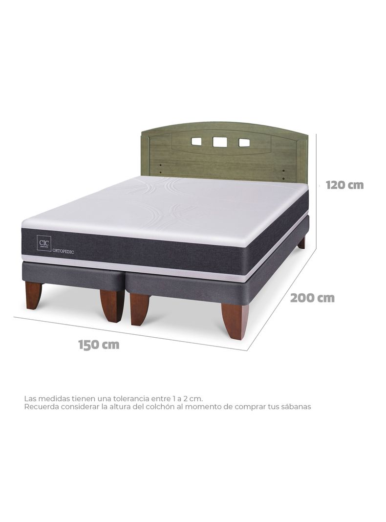 Cama Europea Ortopedic 2 Plazas Base Dividida + Respaldo Gales Olivo-1