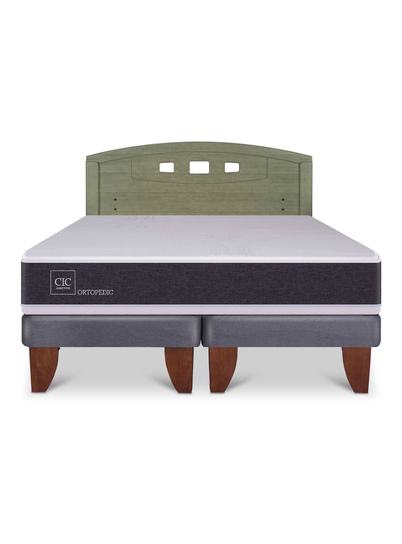 Cama Europea Ortopedic 2 Plazas Base Dividida + Respaldo Gales Olivo-2