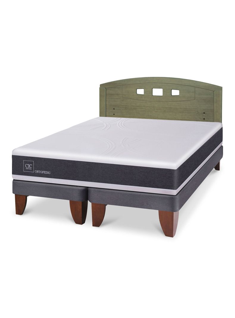 Cama Europea Ortopedic 2 Plazas Base Dividida + Respaldo Gales Olivo-0