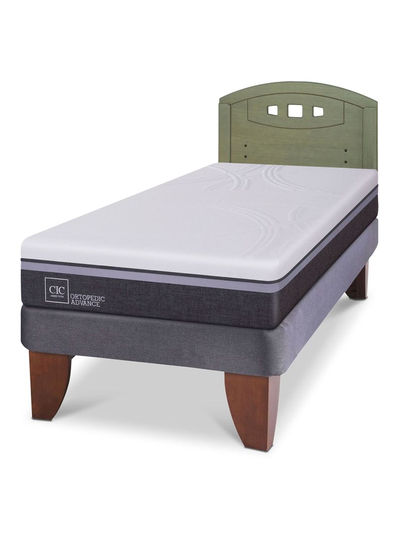 Cama Europea Ortopedic Advance 1.5 Plazas + Respaldo Gales Olivo-0