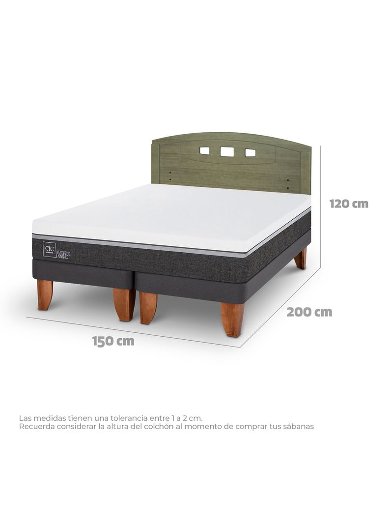 Cama Europea Ortopedic Advance 2 Plazas Base Dividida + Respaldo Gales Olivo-1