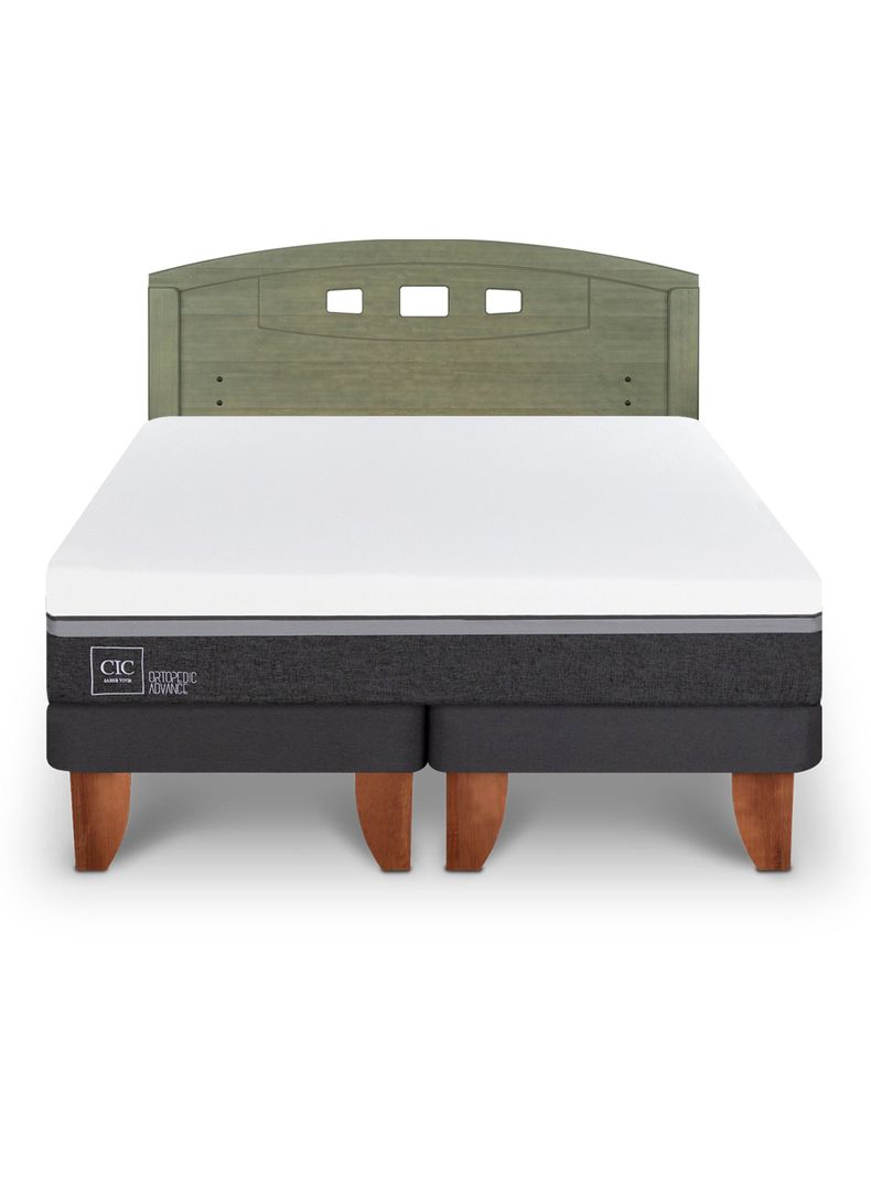 Cama Europea Ortopedic Advance 2 Plazas Base Dividida + Respaldo Gales Olivo-2