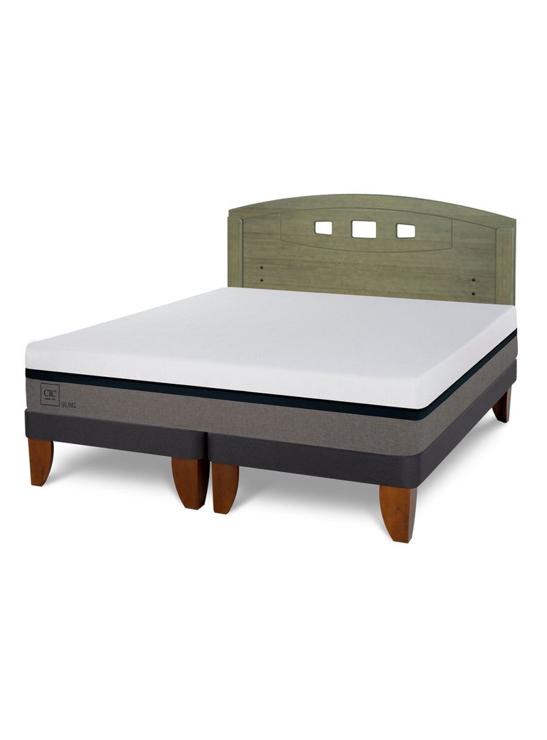 Cama Europea Balance 2 Plazas Base Dividida + Respaldo Gales Olivo-0