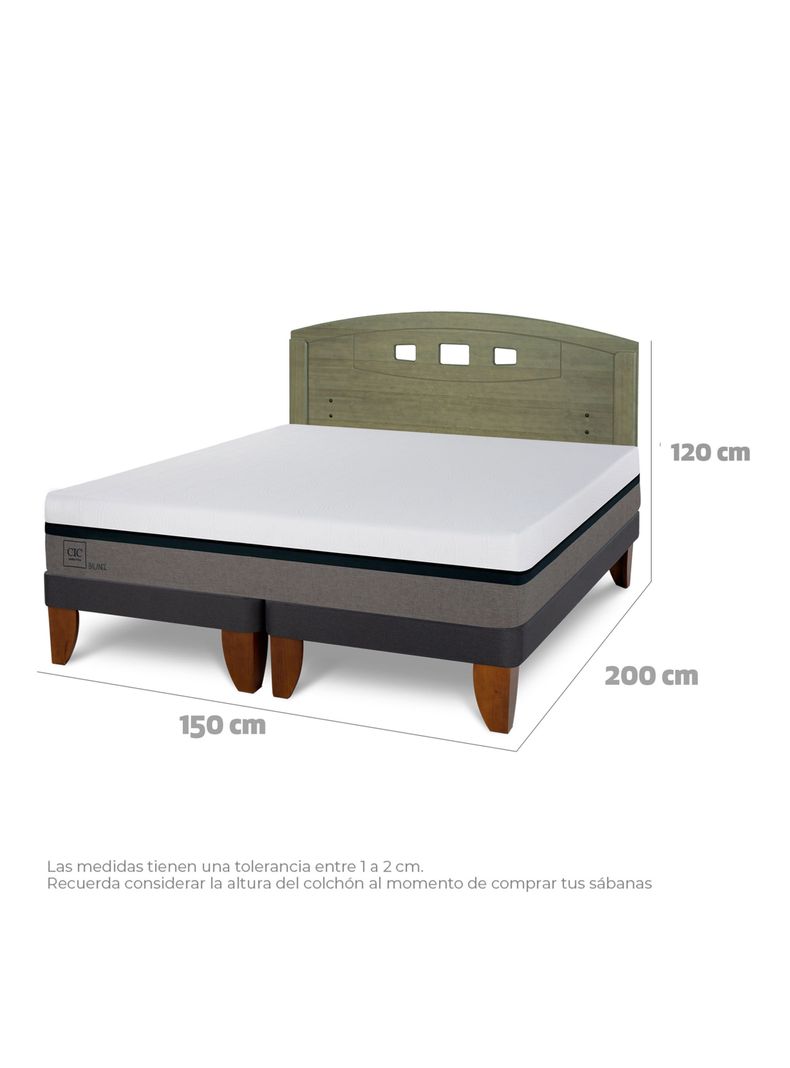 Cama Europea Balance 2 Plazas Base Dividida + Respaldo Gales Olivo-1