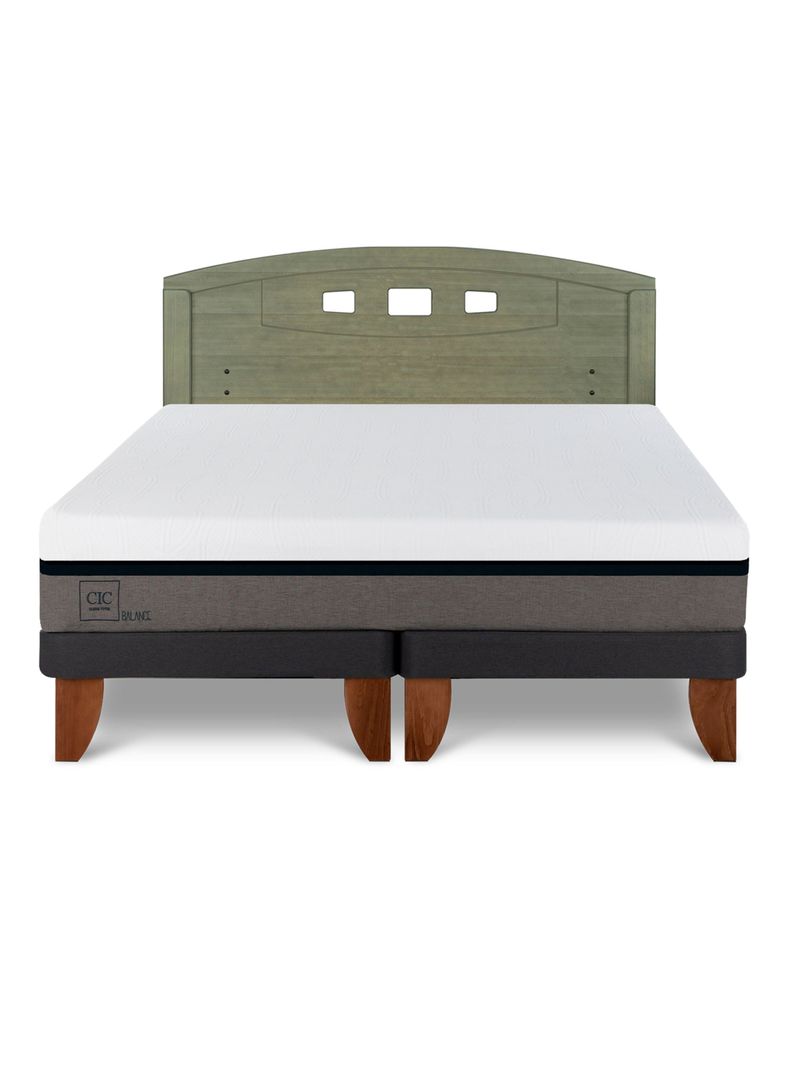 Cama Europea Balance 2 Plazas Base Dividida + Respaldo Gales Olivo-2