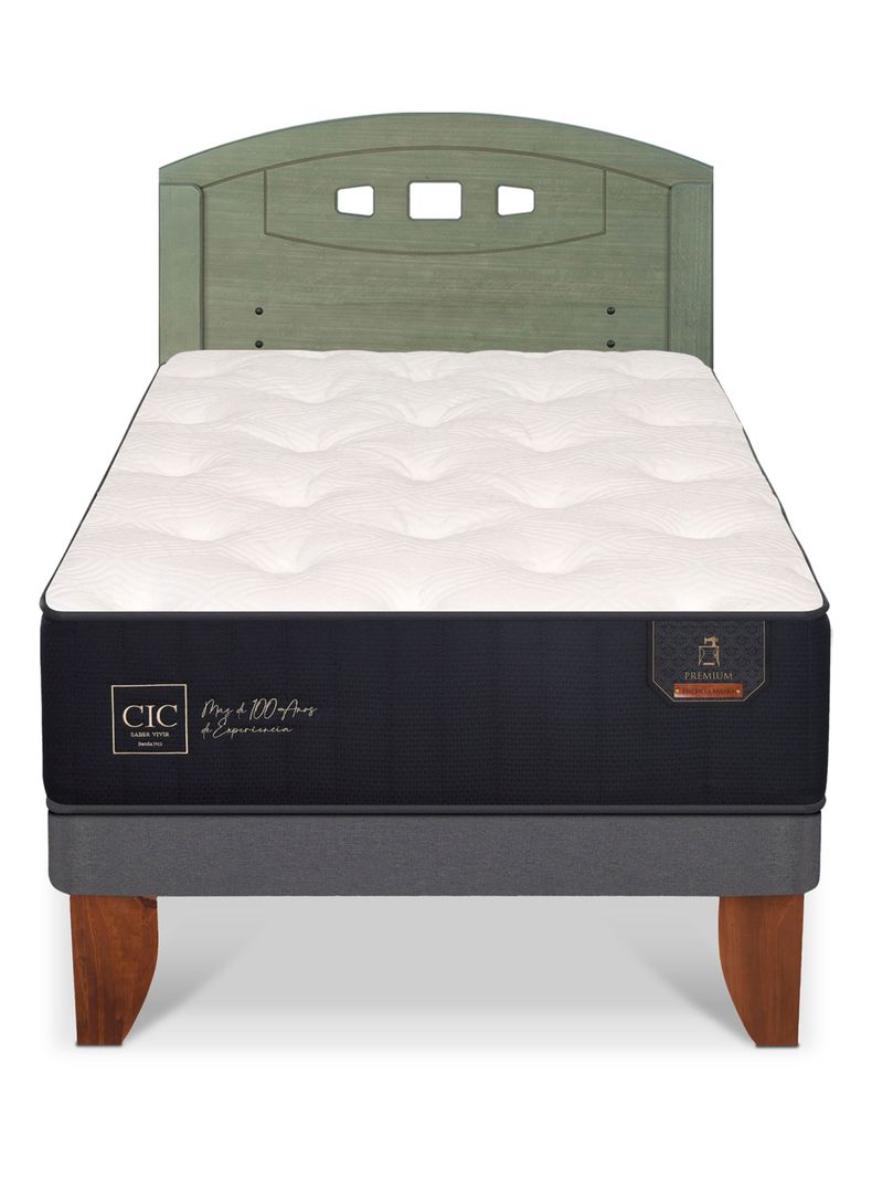 Cama Europea Premium 1.5 Plazas + Respaldo Gales Olivo-2