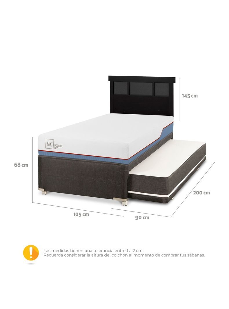 Diván Excellence Plus Black 1.5 Plazas Respaldo Dublín Negro-1