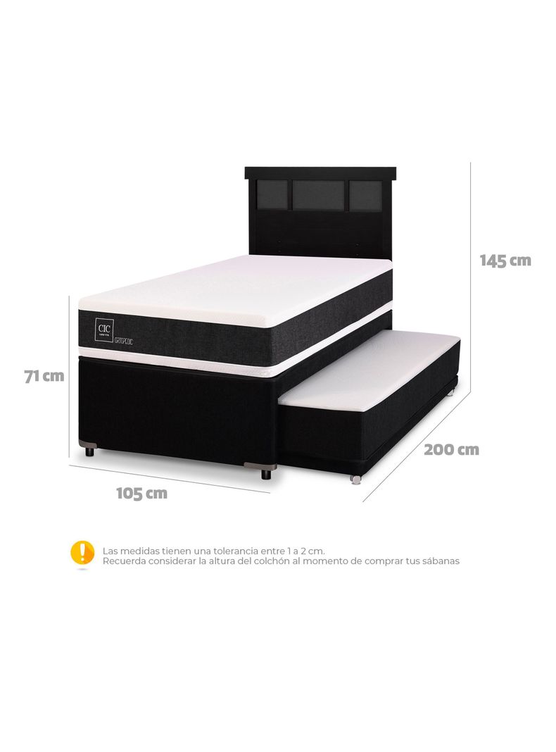 Diván Ortopedic Black 1.5 Plazas Respaldo Dublín Negro-1