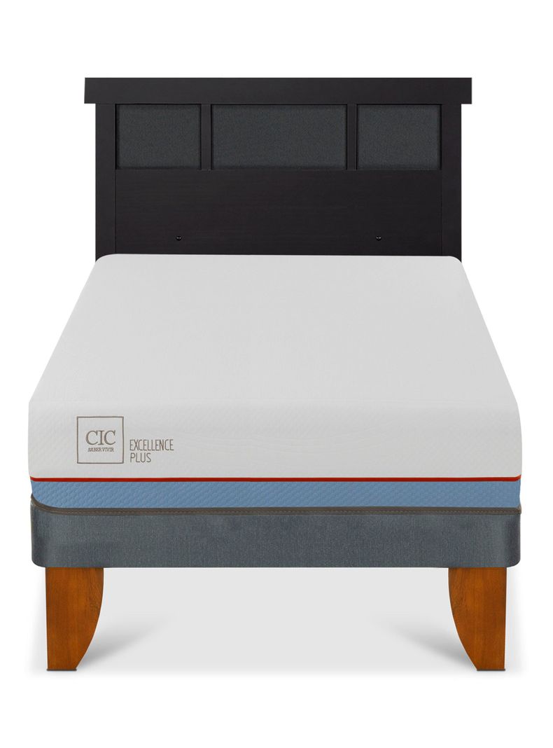 Cama Europea Excellence Plus 1.5 Plazas + Respaldo Dublín Negro-2