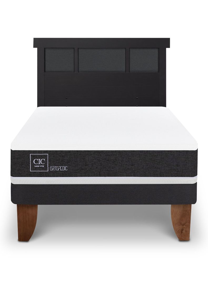 Cama Europea Ortopedic 1.5 Plazas + Respaldo Dublín Negro-2