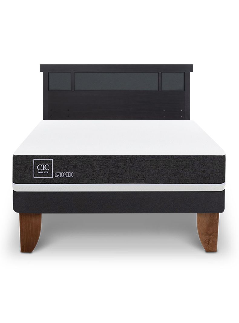 Cama Europea Ortopedic 2 Plazas + Respaldo Dublín Negro-2