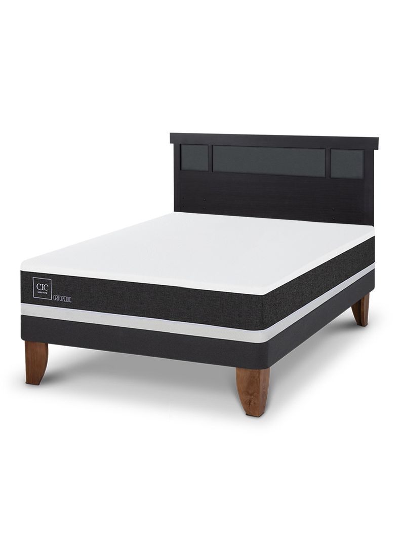 Cama Europea Ortopedic 2 Plazas + Respaldo Dublín Negro-0