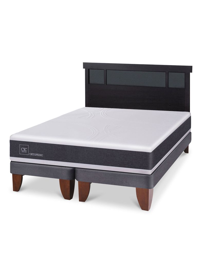 Cama Europea Ortopedic 2 Plazas Base Dividida + Respaldo Dublín Negro-0